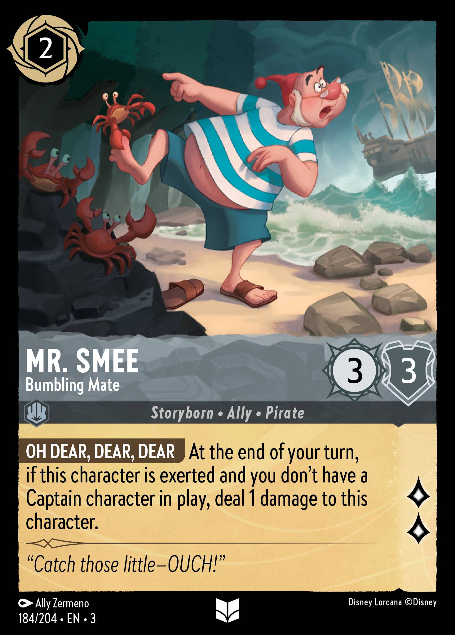 Mr. Smee - Bumbling Mate - Uncommon Lorcana Card