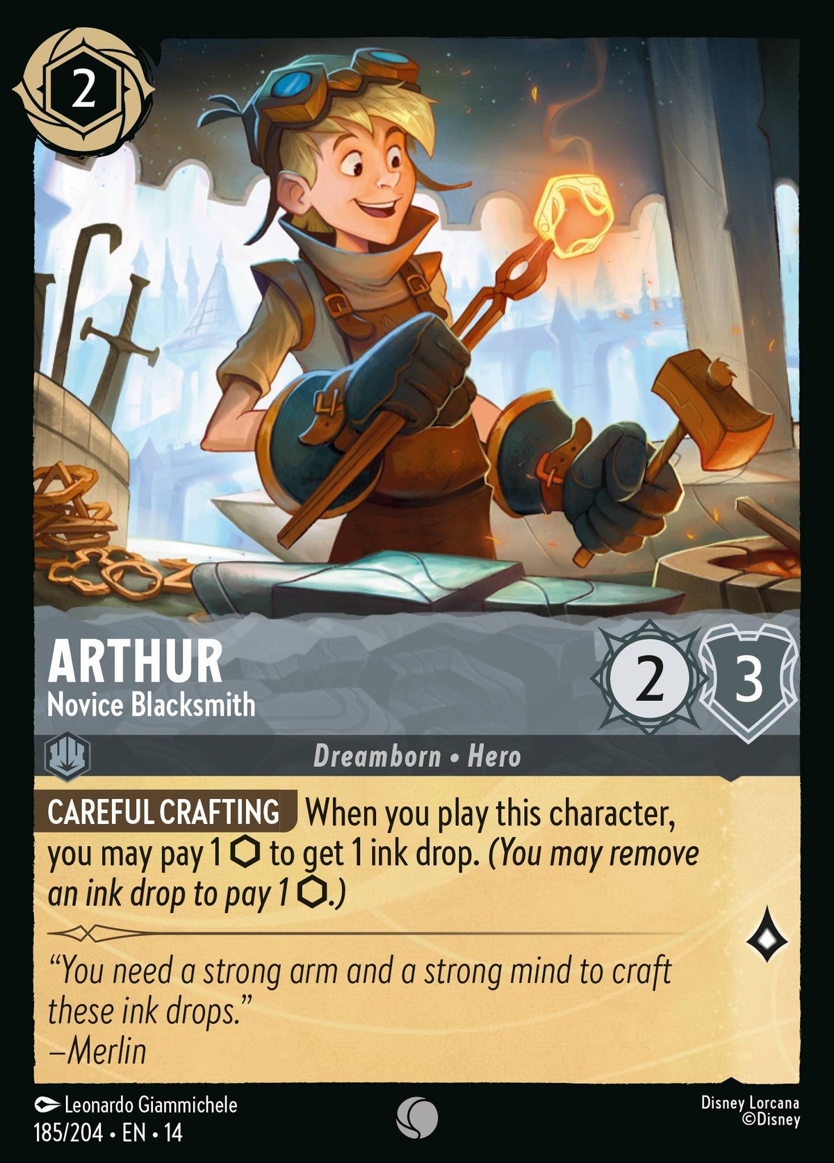 Arthur - Novice Blacksmith - Common Lorcana Card