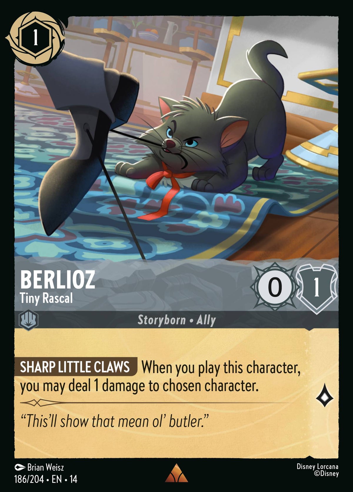 Berlioz - Tiny Rascal - Rare Lorcana Card