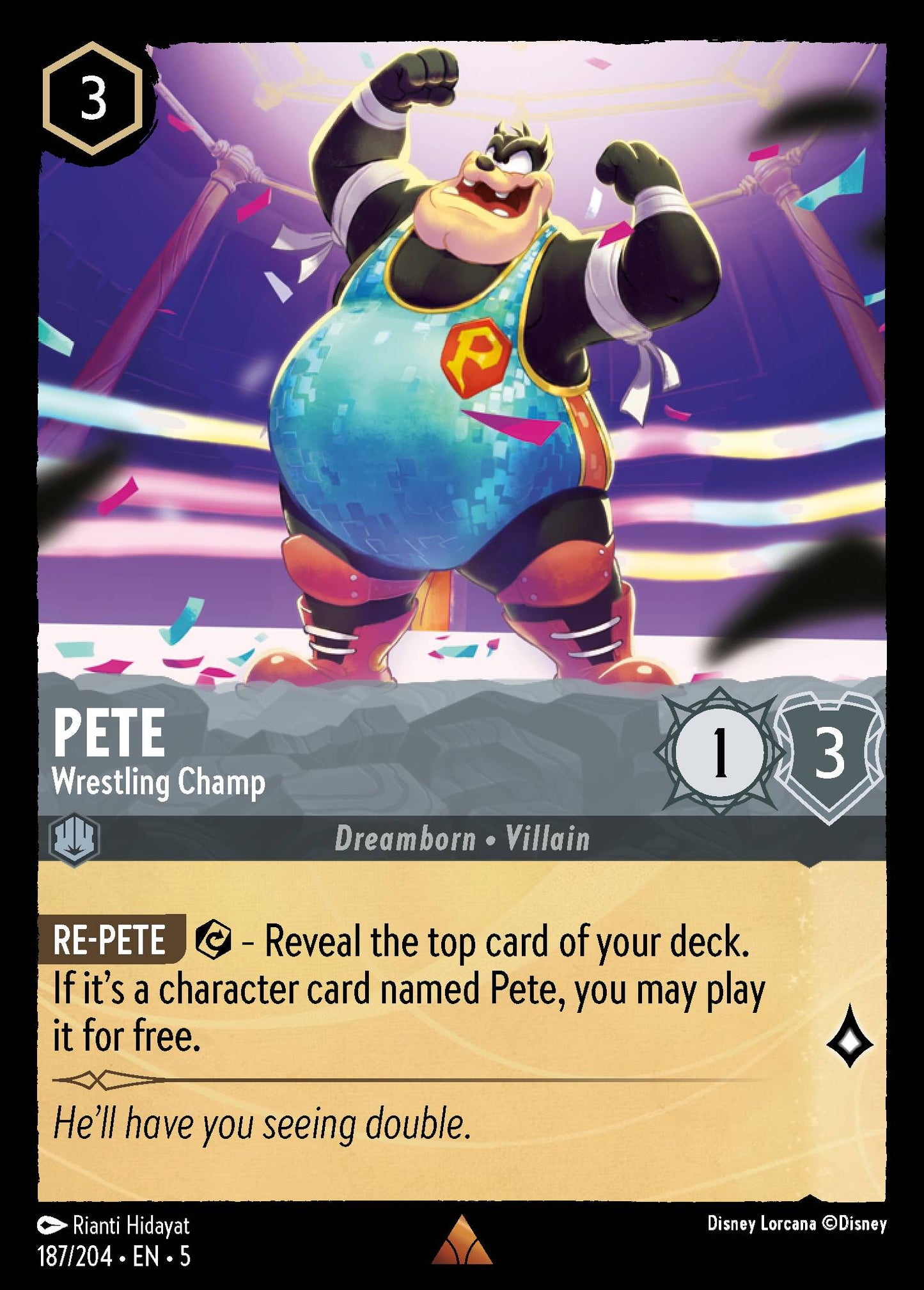 Pete - Wrestling Champ - Rare Lorcana Card