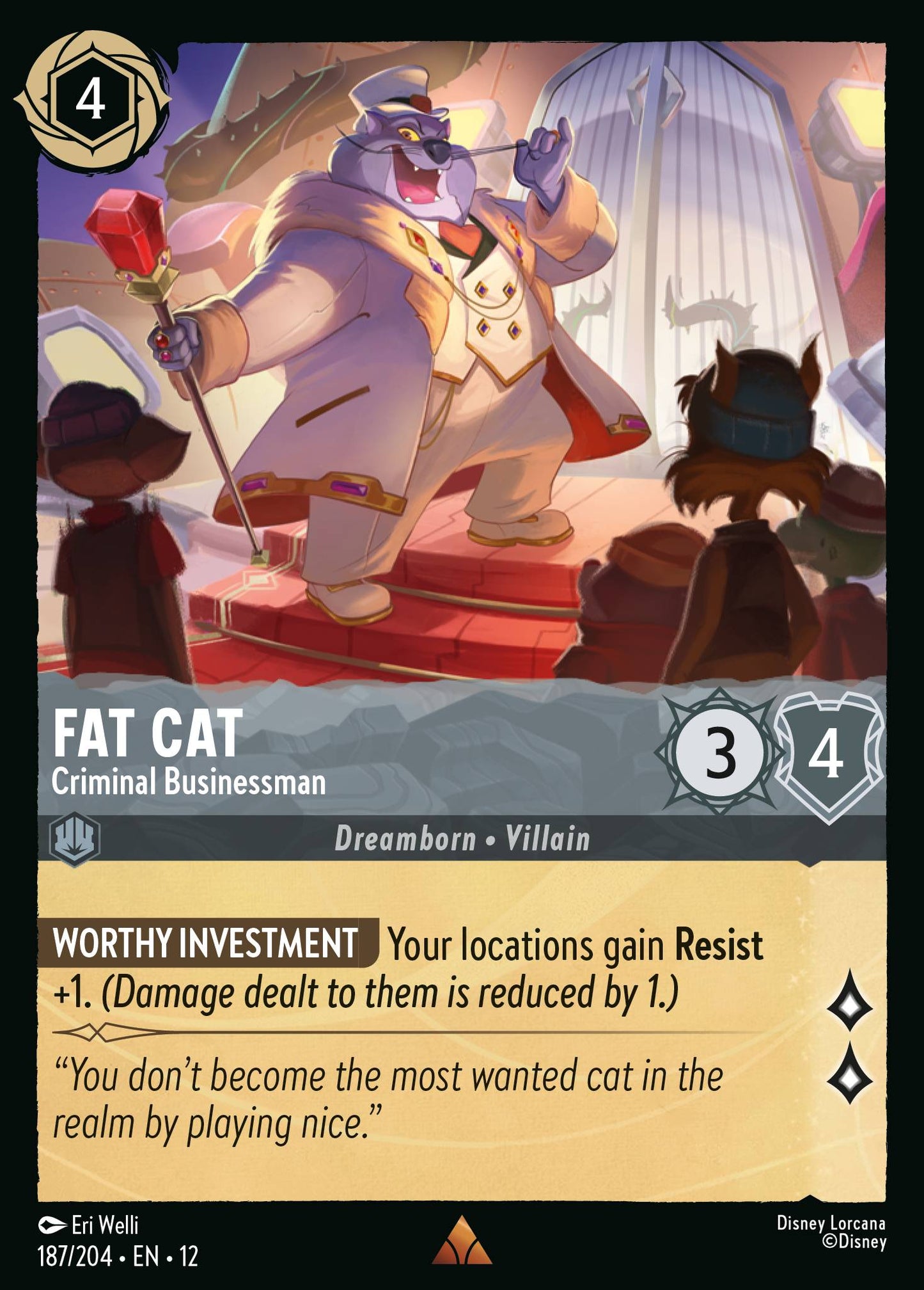 Fat Cat - Criminal Businessman - Rare Lorcana Card