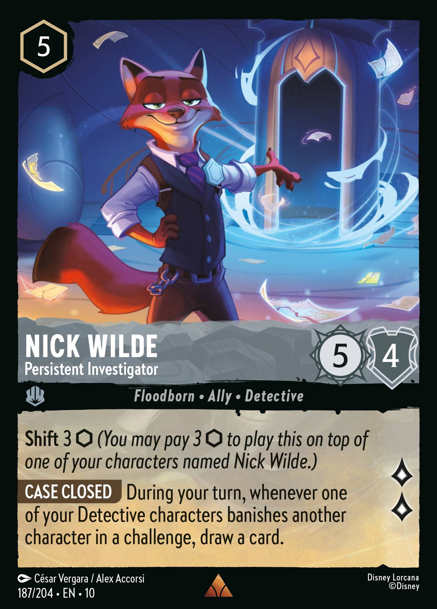 Nick Wilde - Persistent Investigator - Rare Lorcana Card