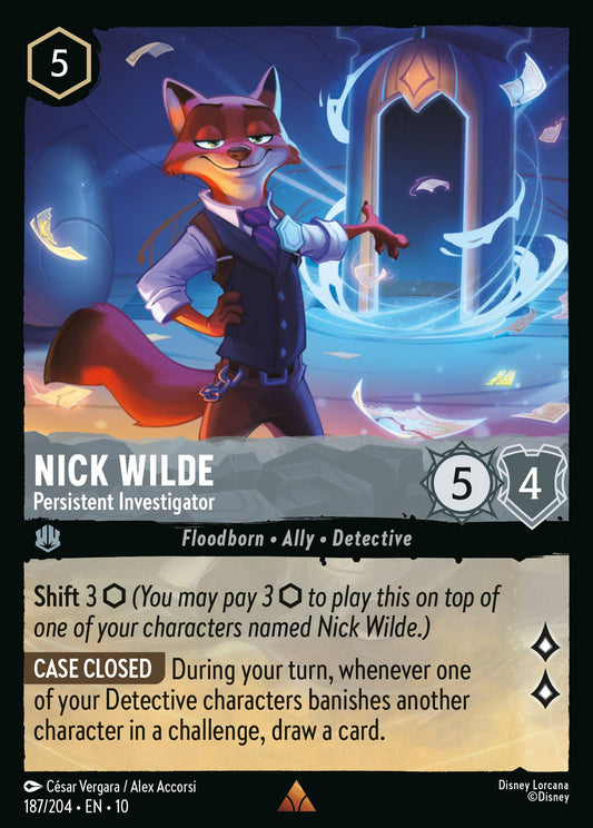 Nick Wilde - Persistent Investigator - Rare Lorcana Card