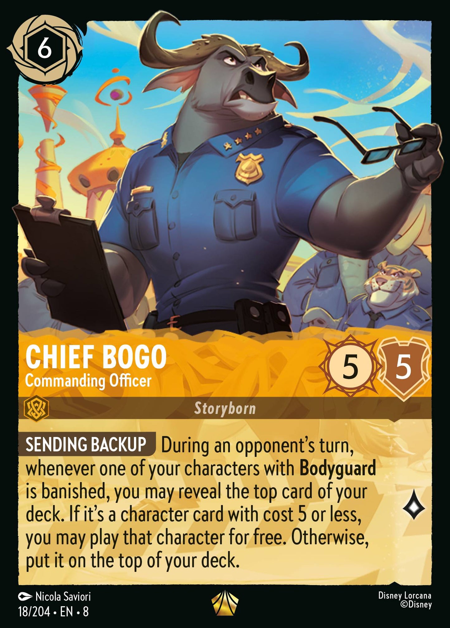 Chief Bogo - Commanding Officer - Disney Lorcana Card