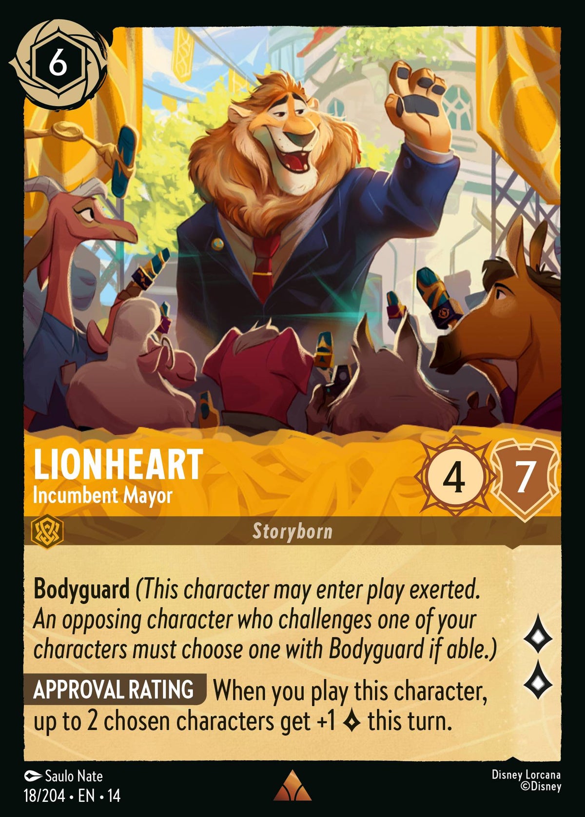 Lionheart - Incumbent Mayor - Rare Lorcana Card