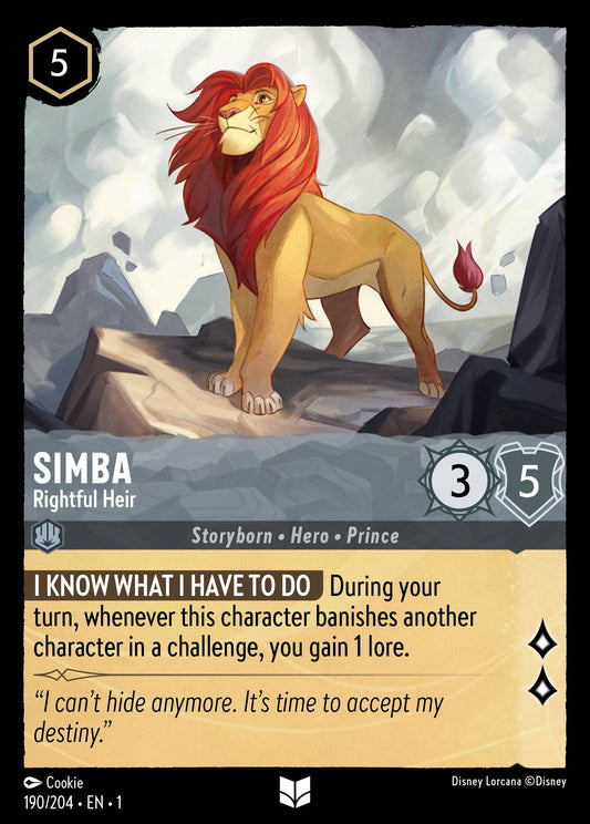 Simba - Rightful Heir - Uncommon Lorcana Card