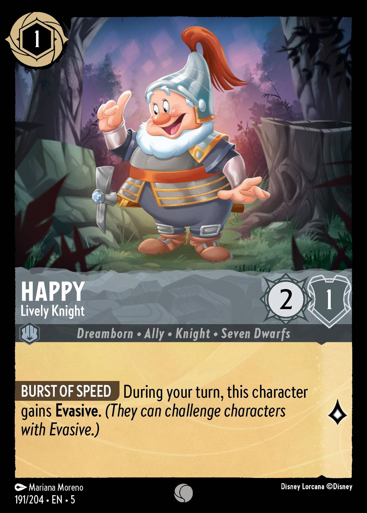 Happy - Lively Knight - Common Lorcana Card