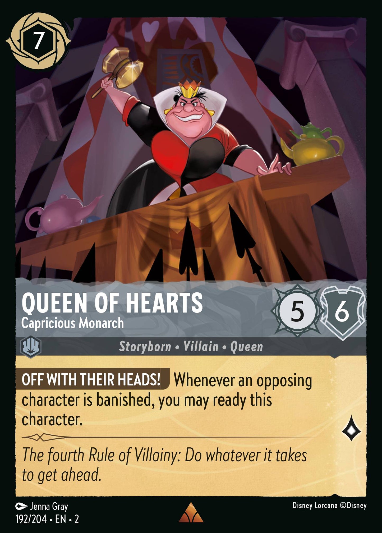 Queen of Hearts - Capricious Monarch - Rare Lorcana Card