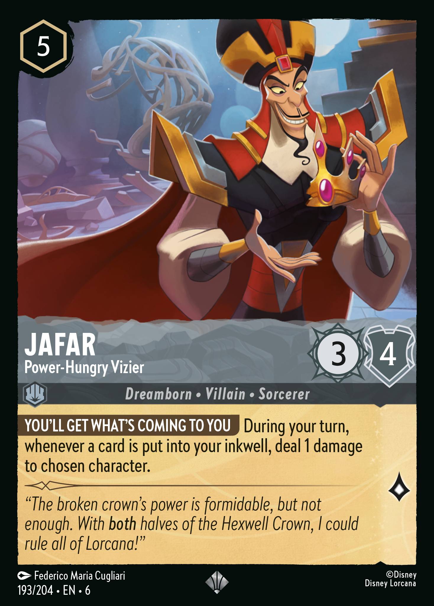 Jafar - Power-Hungry Vizier - Super Rare Lorcana Card