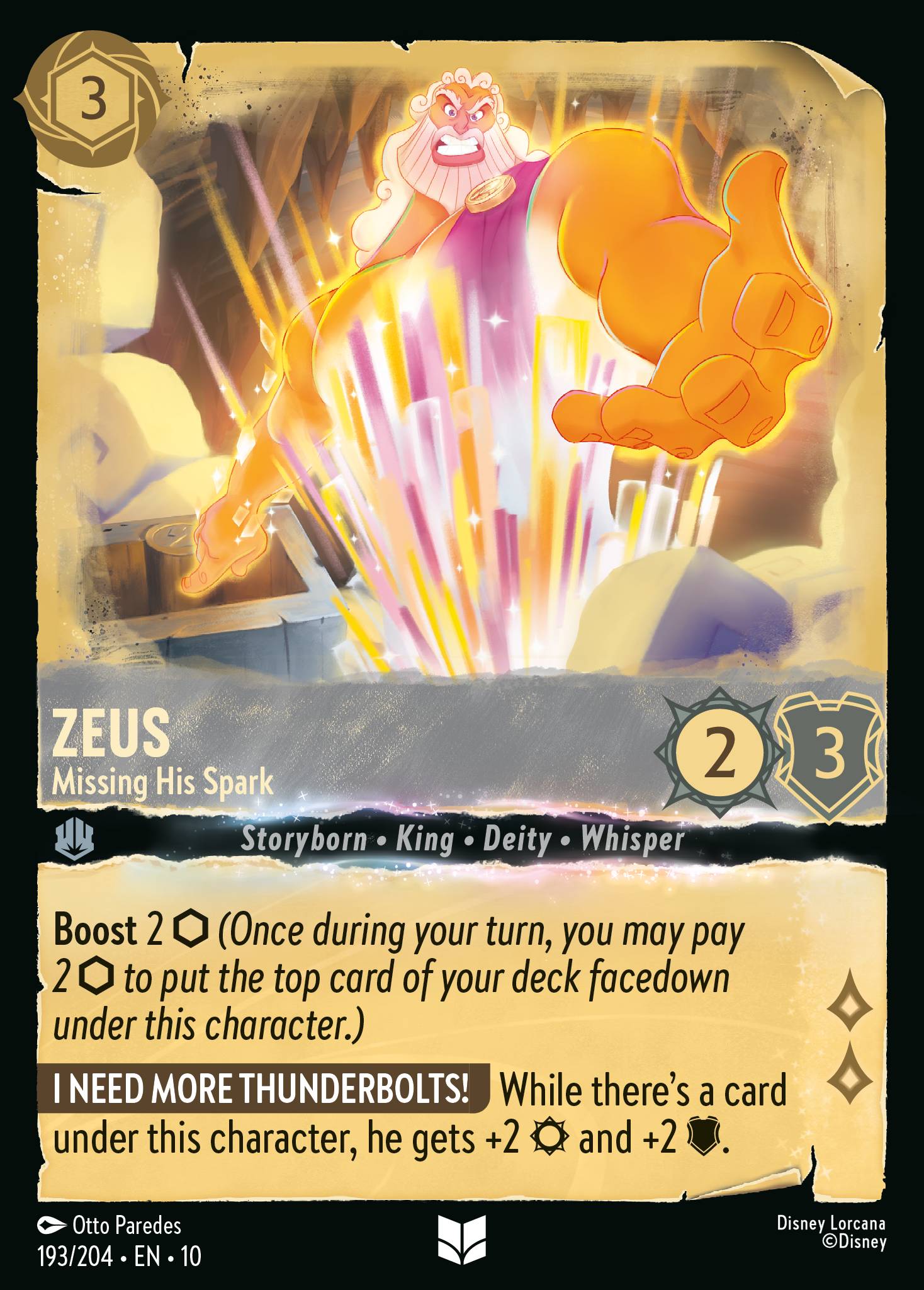 Zeus - Missing His Spark - Disney Lorcana Card