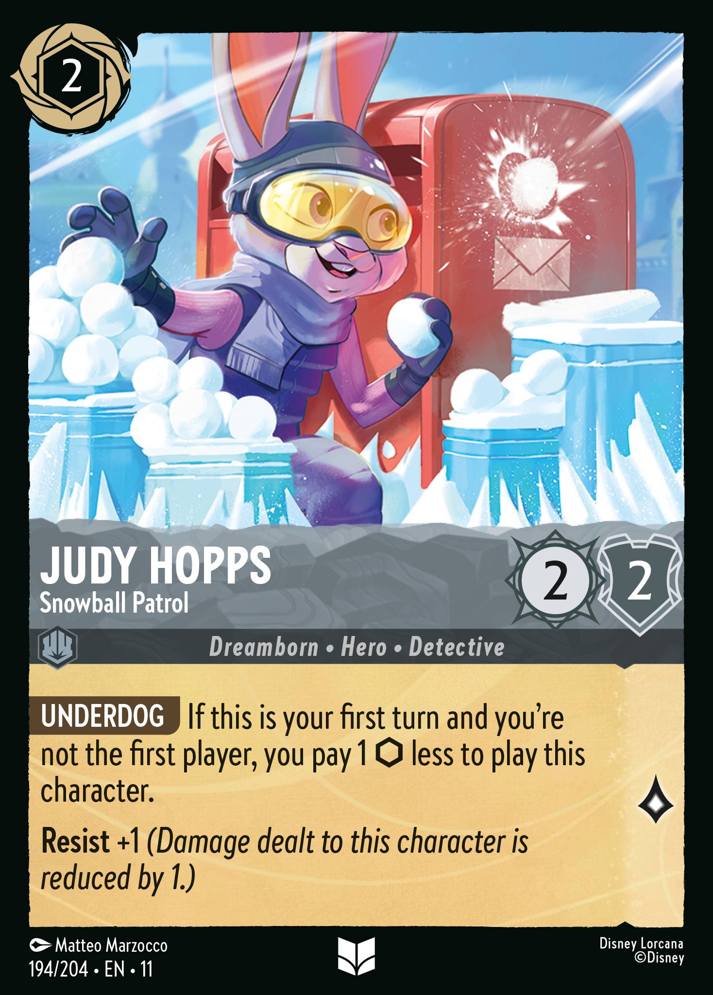 Judy Hopps - Snowball Patrol - Uncommon Lorcana Card
