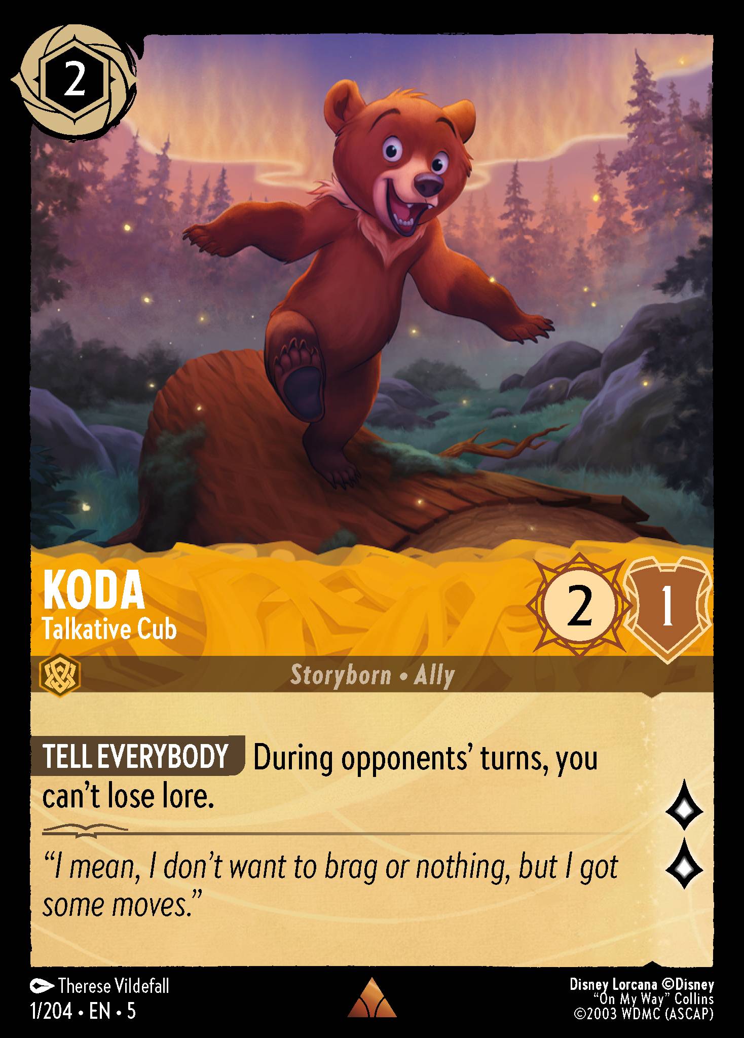 Koda - Talkative Cub - Rare Lorcana Card