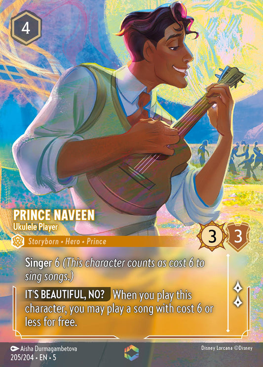 Prince Naveen - Ukulele Player (Enchanted) - Enchanted Lorcana Holofoil Card