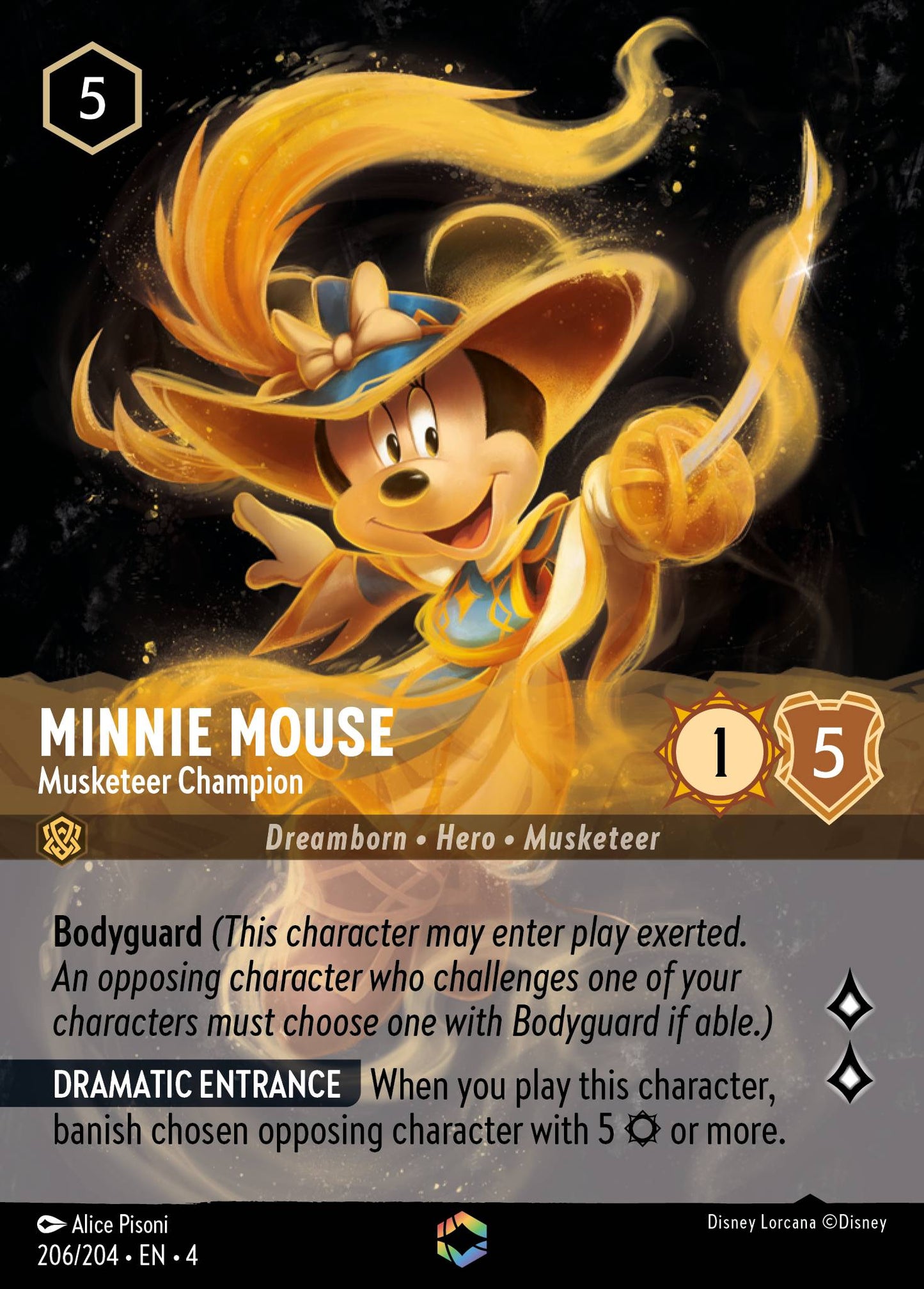 Minnie Mouse - Musketeer Champion (Enchanted) - Enchanted Lorcana Holofoil Card