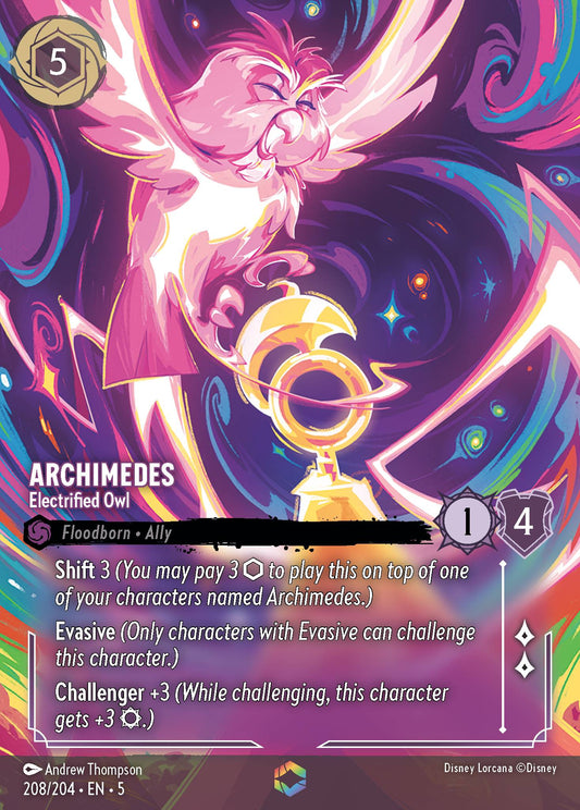 Archimedes - Electrified Owl (Enchanted) - Enchanted Lorcana Holofoil Card