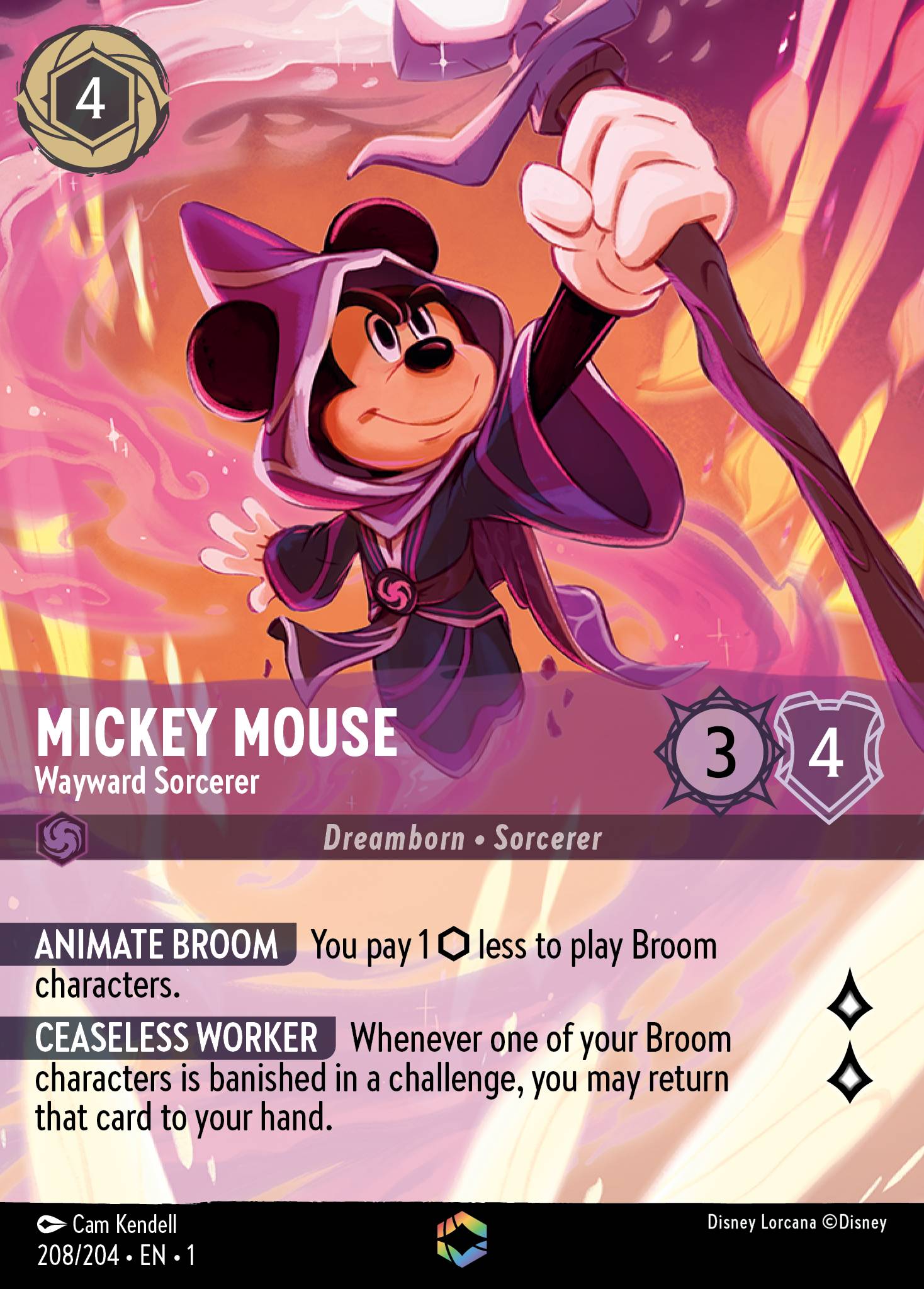 Mickey Mouse - Wayward Sorcerer (Enchanted) - Enchanted Lorcana Holofoil Card