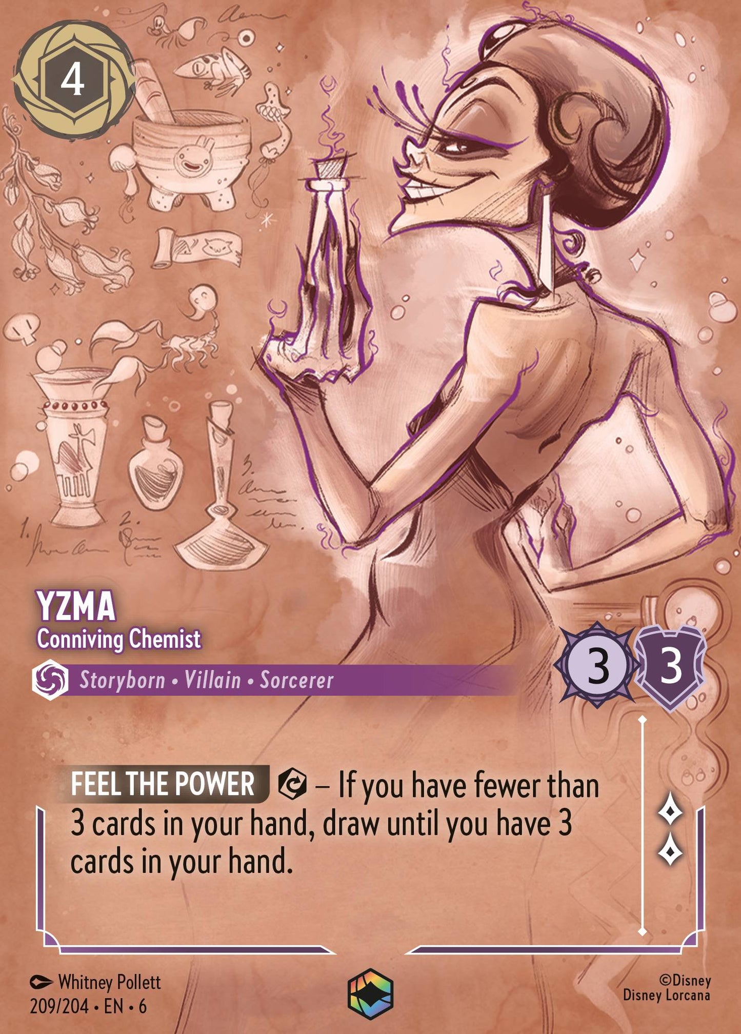 Yzma - Conniving Chemist (Enchanted) - Enchanted Lorcana Holofoil Card