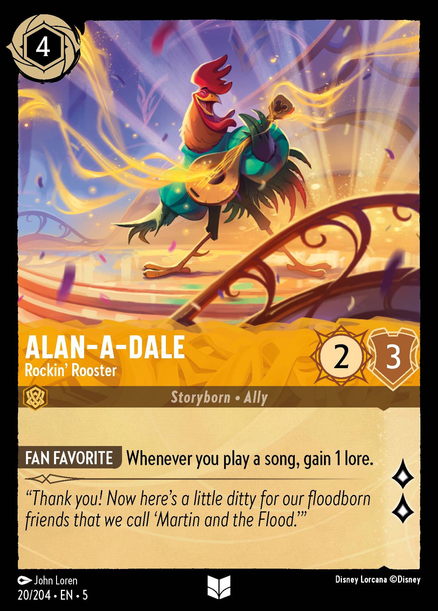 Alan-A-Dale - Rockin' Rooster - Uncommon Lorcana Card
