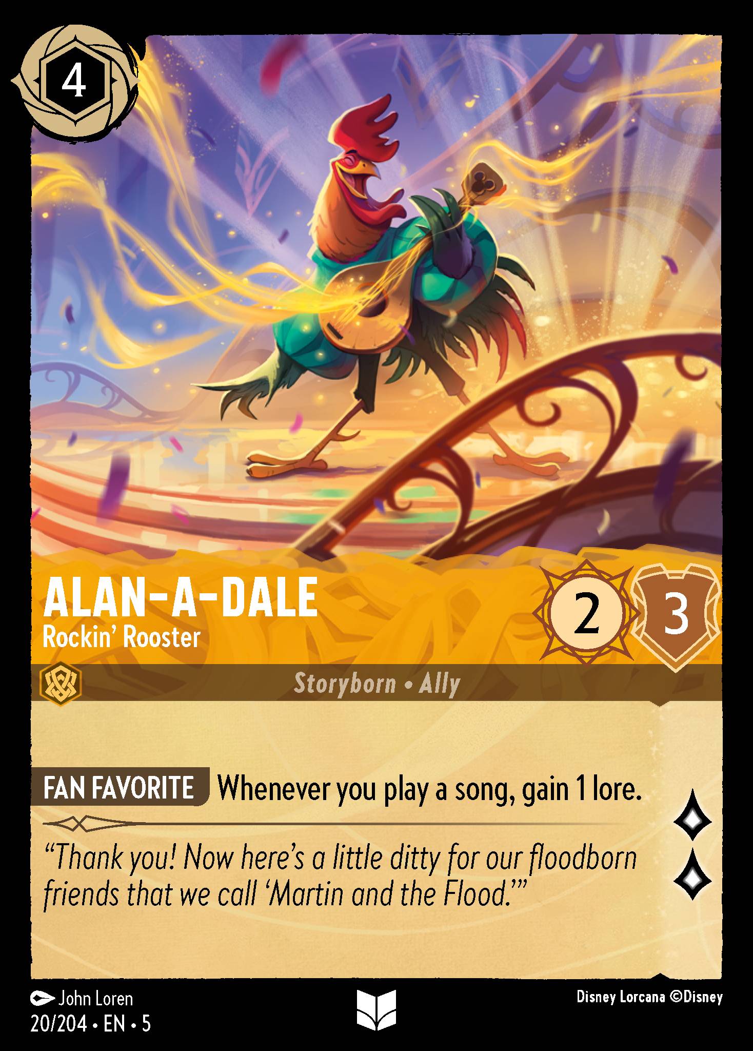 Alan-A-Dale - Rockin' Rooster - Uncommon Lorcana Card