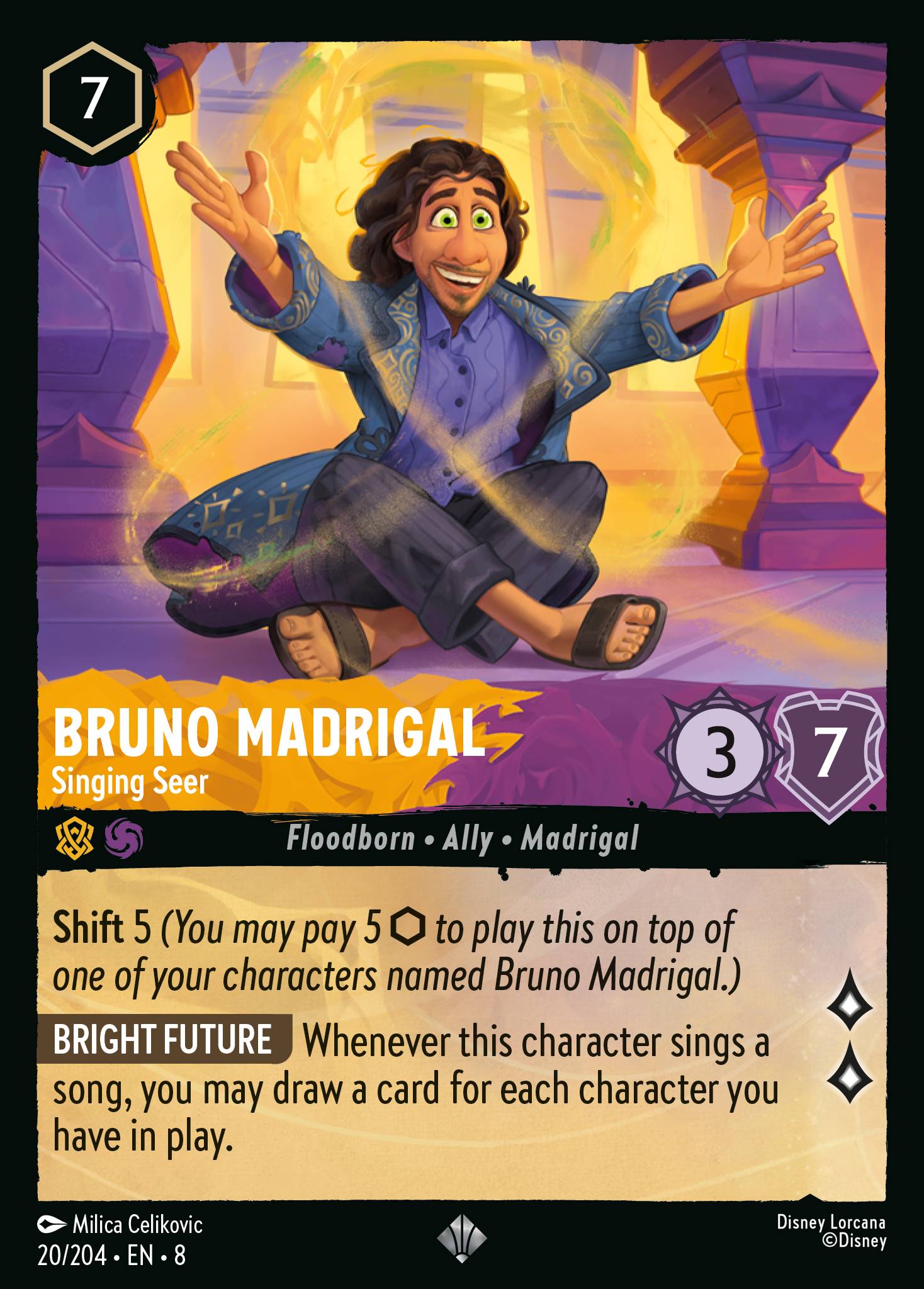 Bruno Madrigal - Singing Seer - Super Rare Lorcana Card