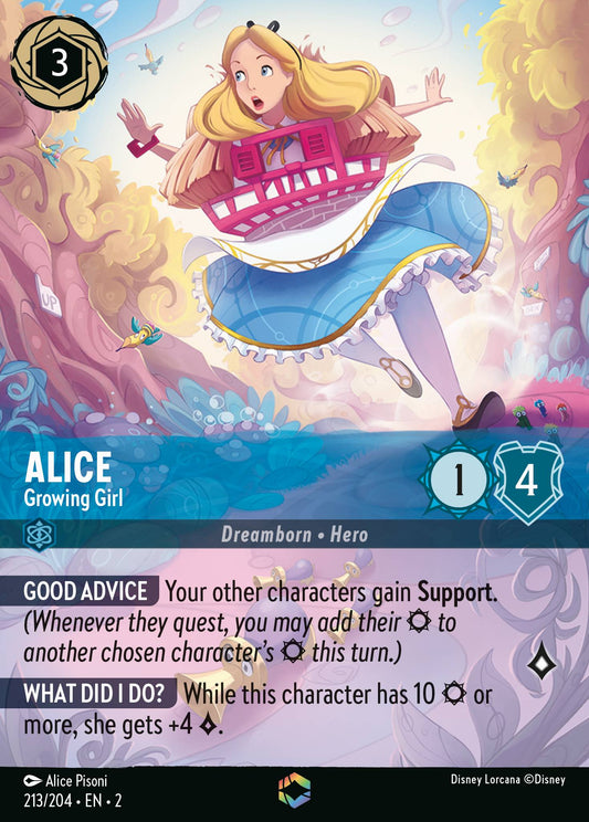 Alice - Growing Girl (Enchanted) - Enchanted Lorcana Holofoil Card