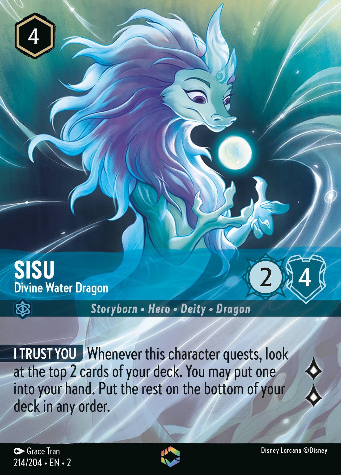 Sisu - Divine Water Dragon (Enchanted) - Enchanted Lorcana Holofoil Card
