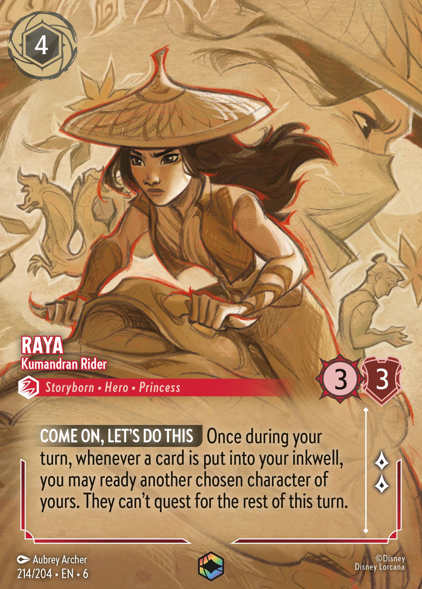 Raya - Kumandran Rider (Enchanted) - Enchanted Lorcana Holofoil Card