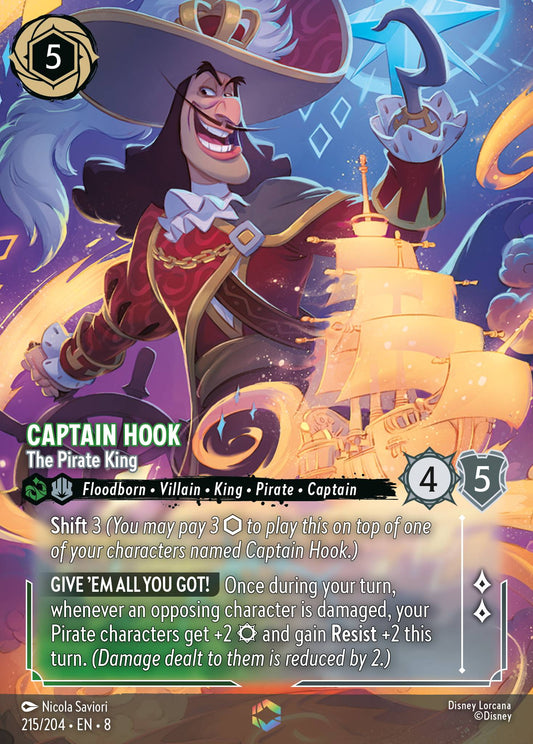 Captain Hook - The Pirate King (Enchanted) - Enchanted Lorcana Holofoil Card