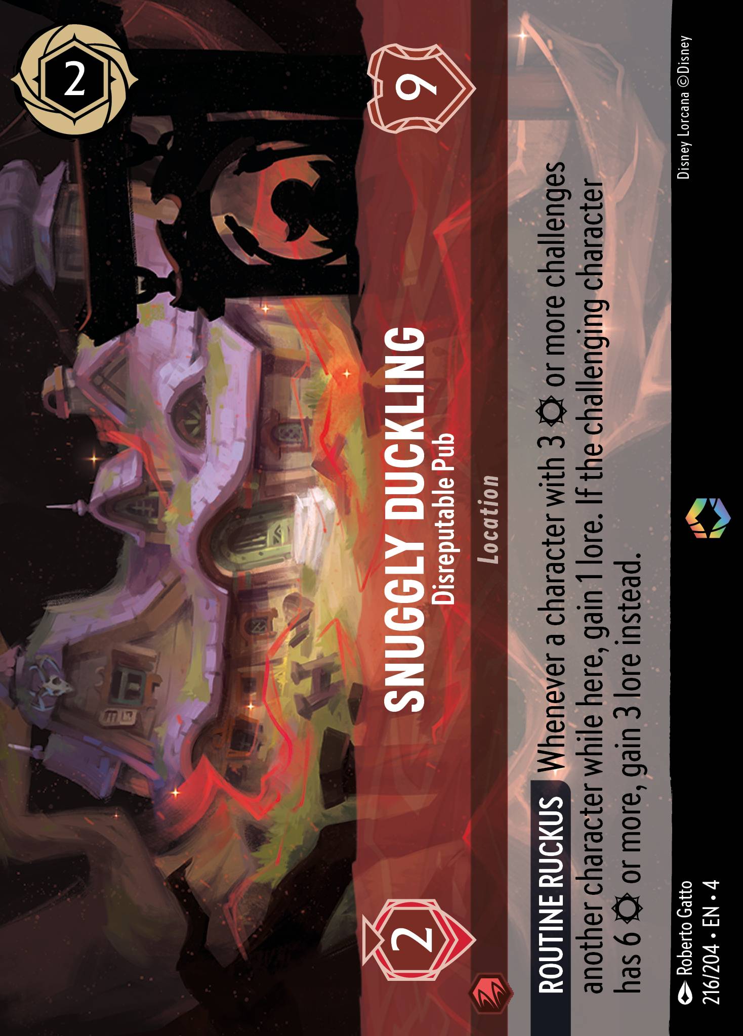 Snuggly Duckling - Disreputable Pub (Enchanted) - Enchanted Lorcana Holofoil Card