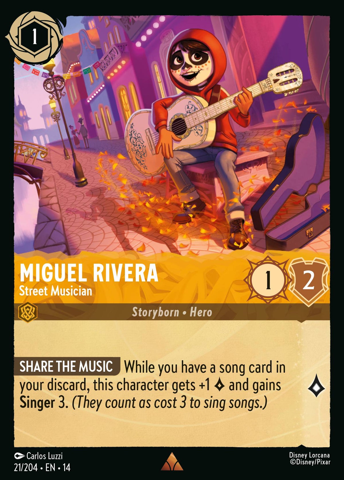 Miguel Rivera - Street Musician - Rare Lorcana Card