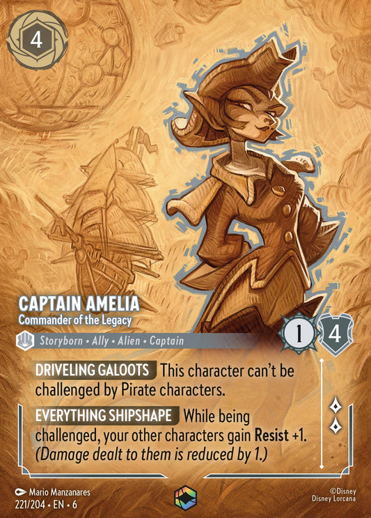 Captain Amelia - Commander of the Legacy (Enchanted) - Enchanted Lorcana Holofoil Card