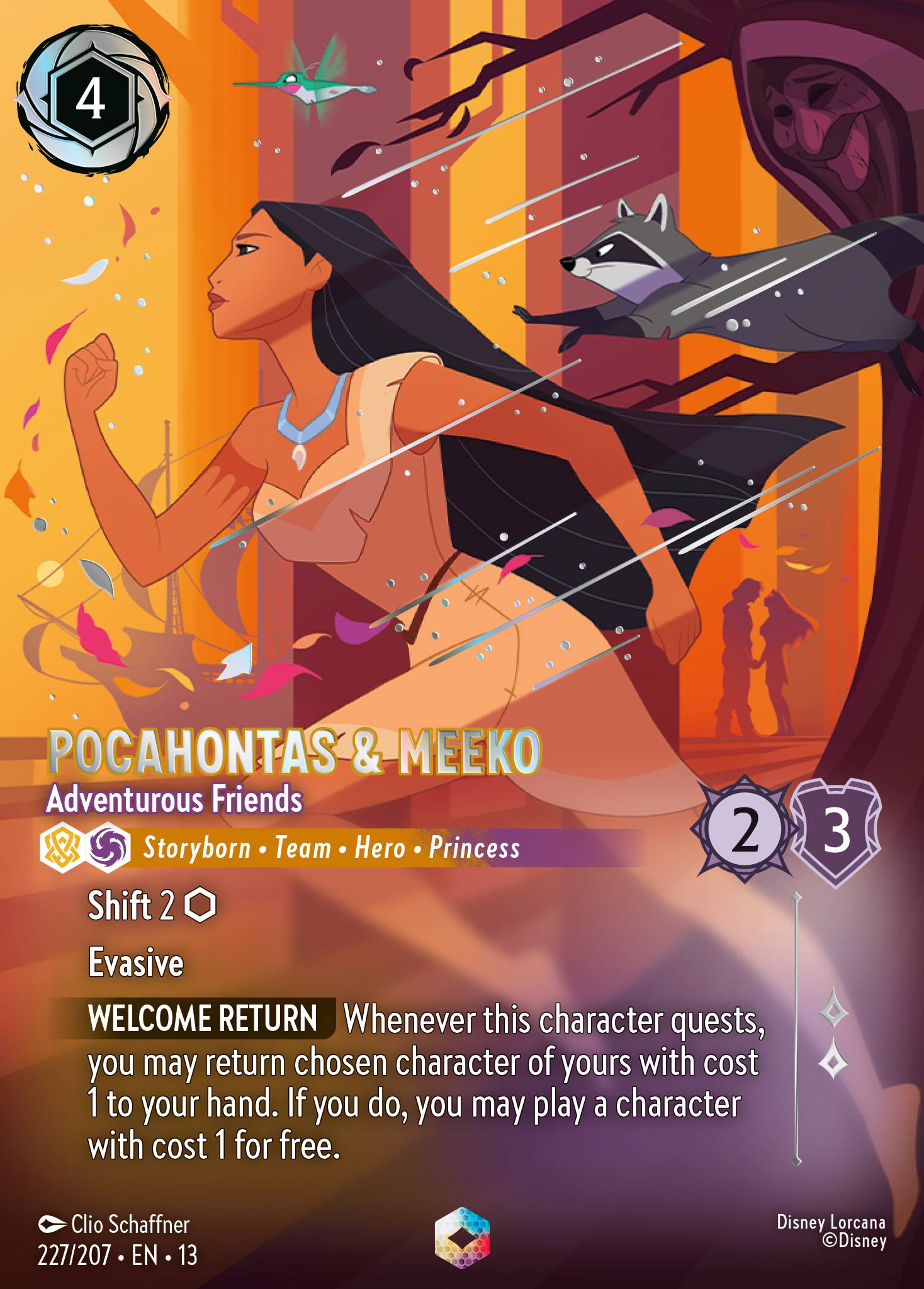 Pocahontas & Meeko - Adventurous Friends - Enchanted Lorcana Card