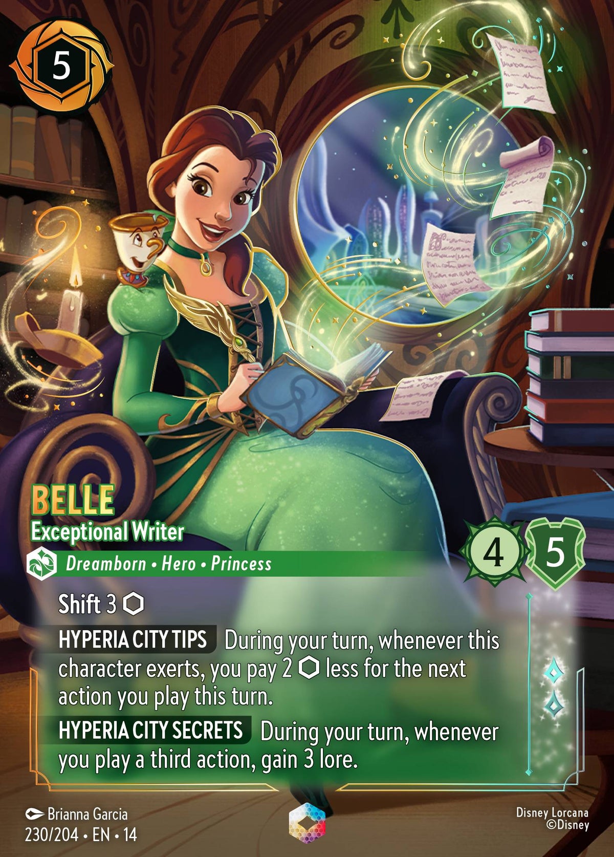 Belle - Exceptional Writer - Enchanted Lorcana Card