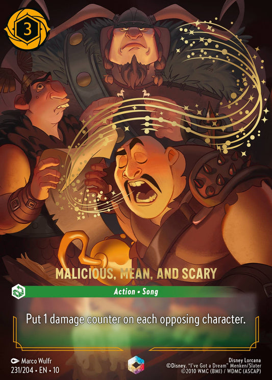 Malicious, Mean, and Scary (Enchanted) - Enchanted Lorcana Holofoil Card