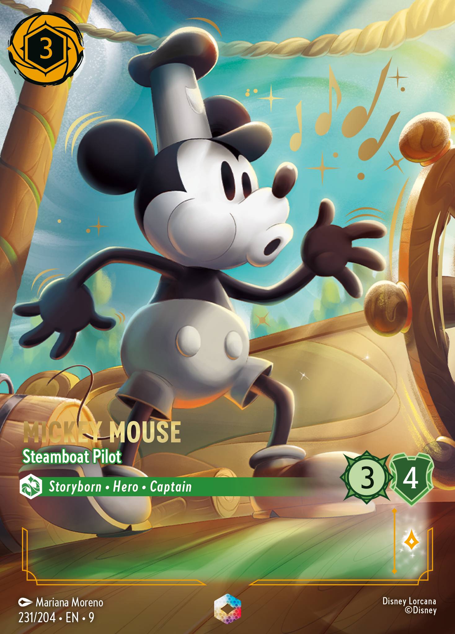 Mickey Mouse - Steamboat Pilot (Enchanted) - Enchanted Lorcana Holofoil Card