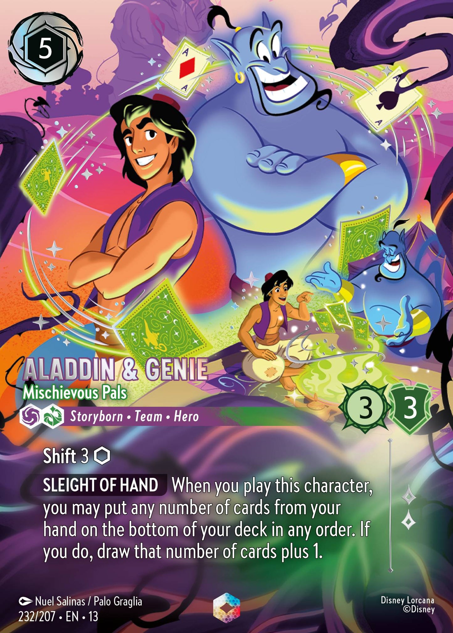 Aladdin & Genie - Mischievous Pals - Enchanted Lorcana Card
