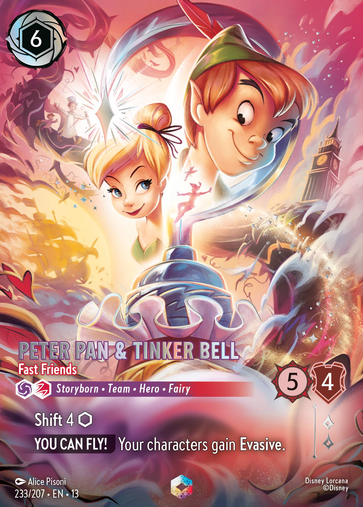 Peter Pan & Tinker Bell - Fast Friends - Enchanted Lorcana Card