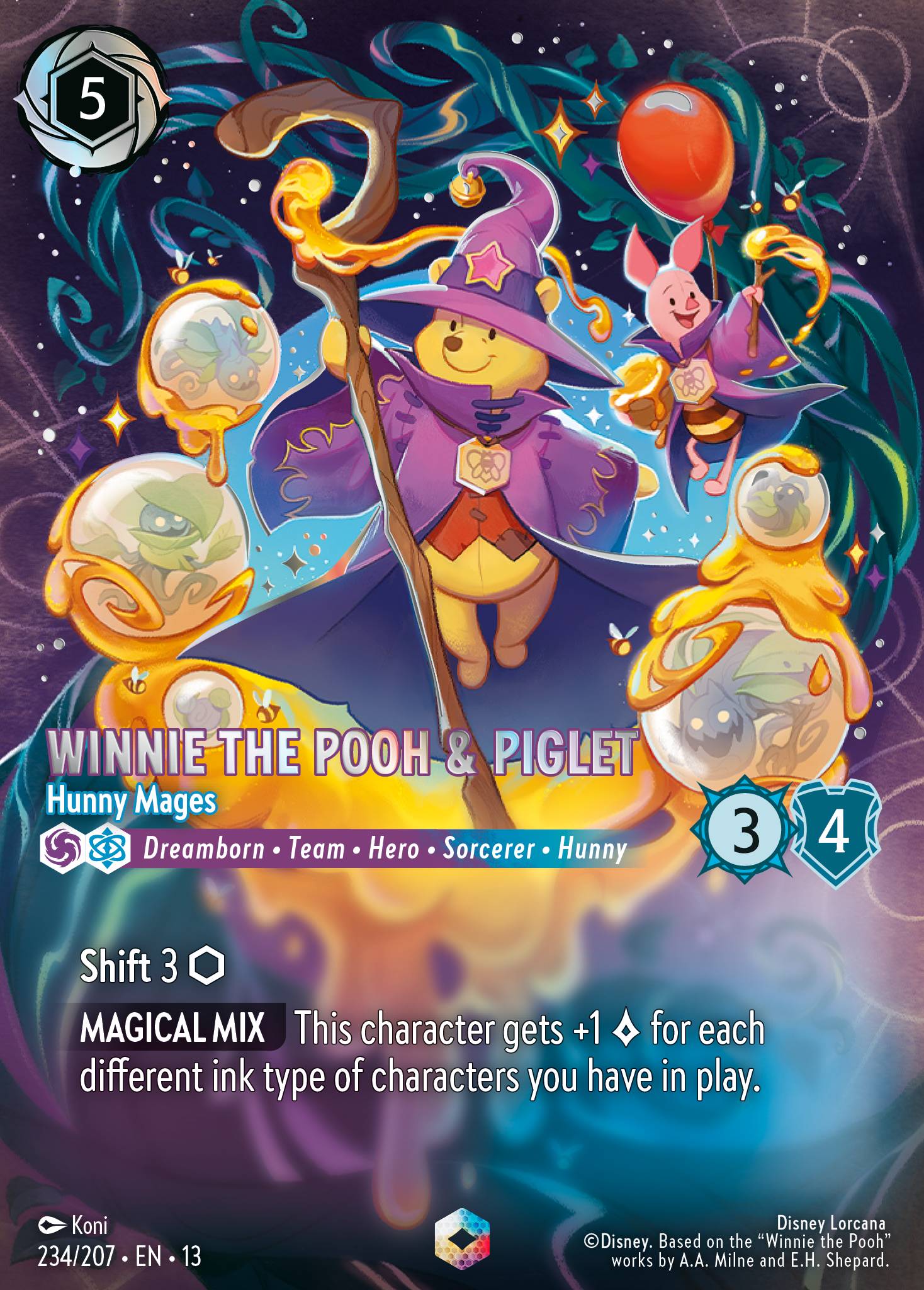 Winnie the Pooh & Piglet - Hunny Mages - Enchanted Lorcana Card