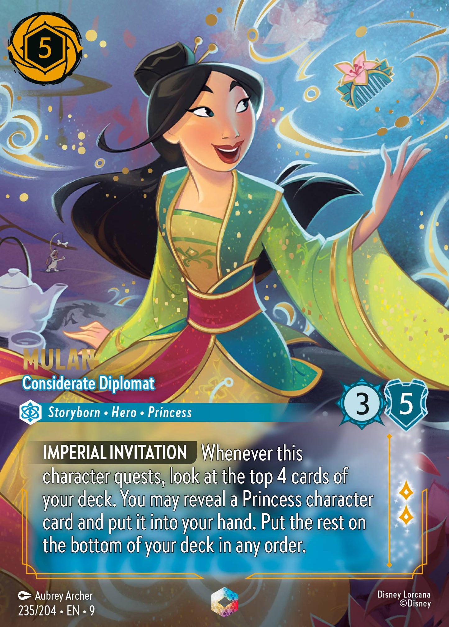 Mulan - Considerate Diplomat (Enchanted) - Enchanted Lorcana Holofoil Card
