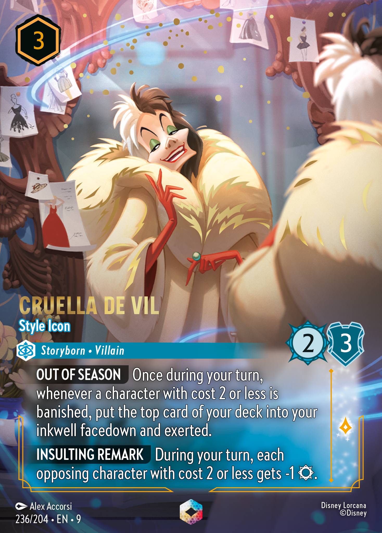 Cruella De Vil - Style Icon (Enchanted) - Enchanted Lorcana Holofoil Card