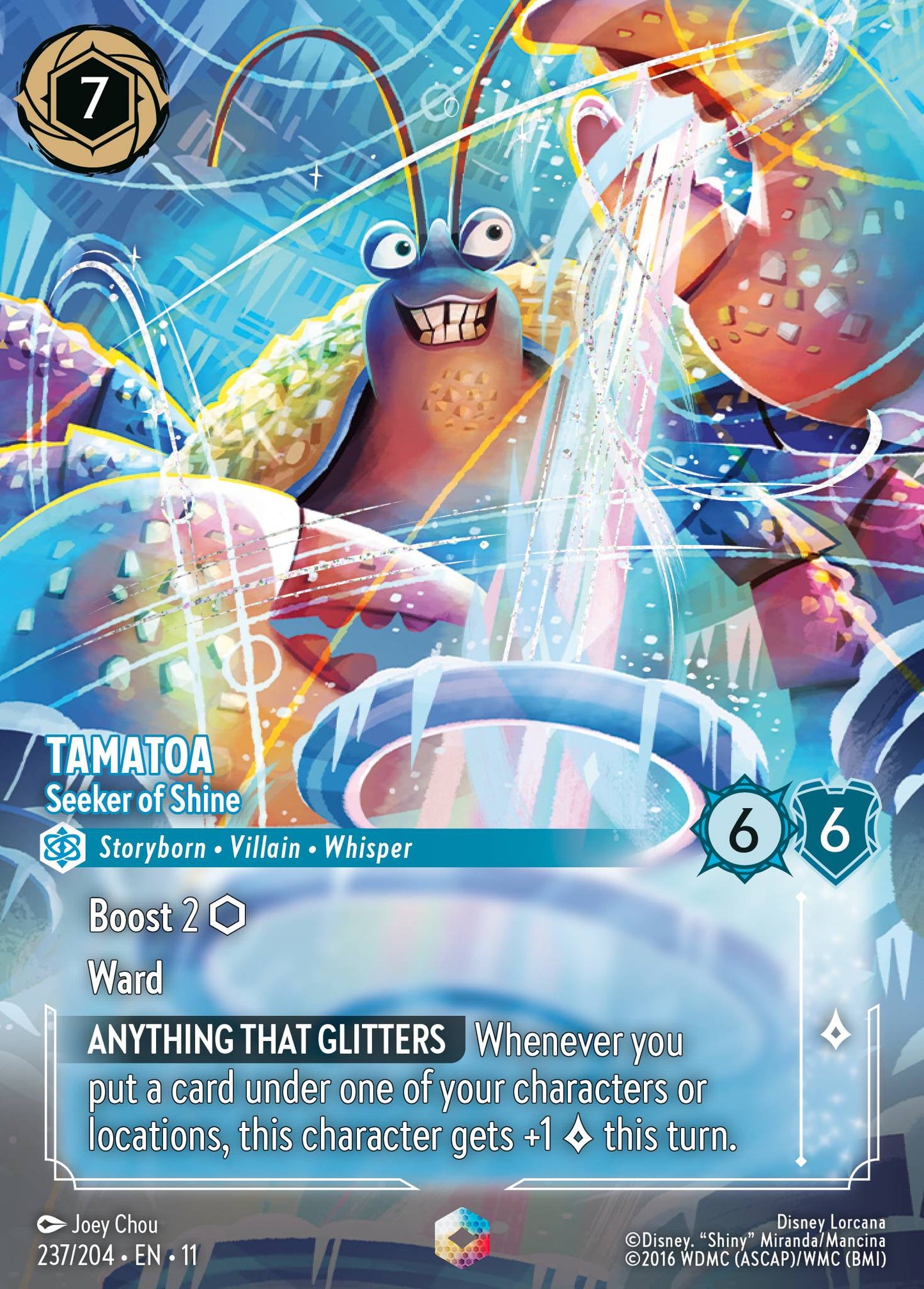 Tamatoa - Seeker of Shine (Enchanted) - Enchanted Lorcana Holofoil Card