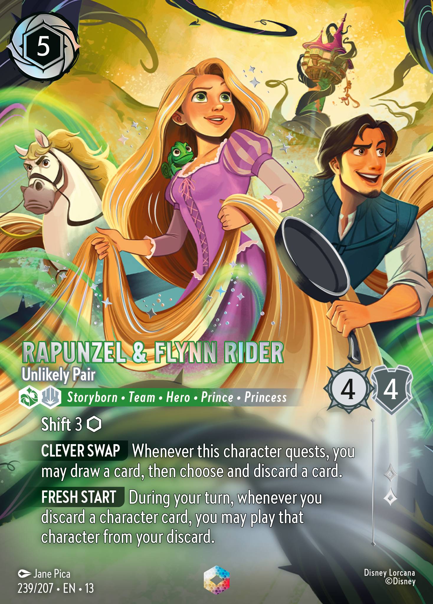 Rapunzel & Flynn Rider - Unlikely Pair - Enchanted Lorcana Card