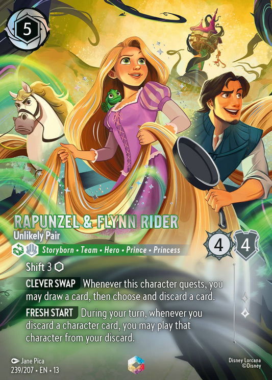 Rapunzel & Flynn Rider - Unlikely Pair - Enchanted Lorcana Card