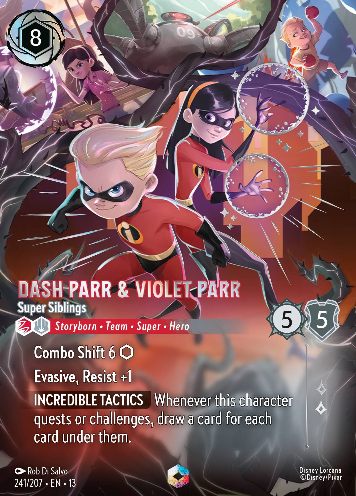Dash Parr & Violet Parr - Super Siblings - Enchanted Lorcana Card