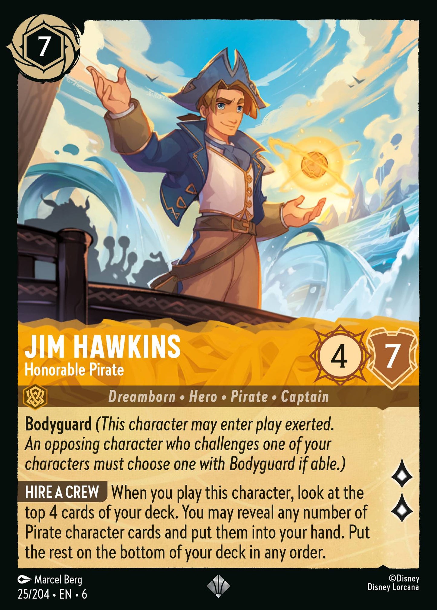 Jim Hawkins - Honorable Pirate - Super Rare Lorcana Card