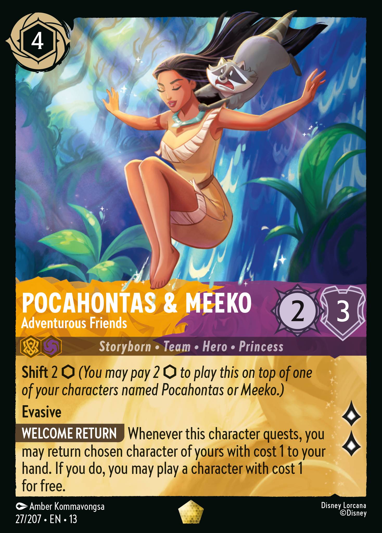 Pocahontas & Meeko - Adventurous Friends - Legendary Lorcana Card