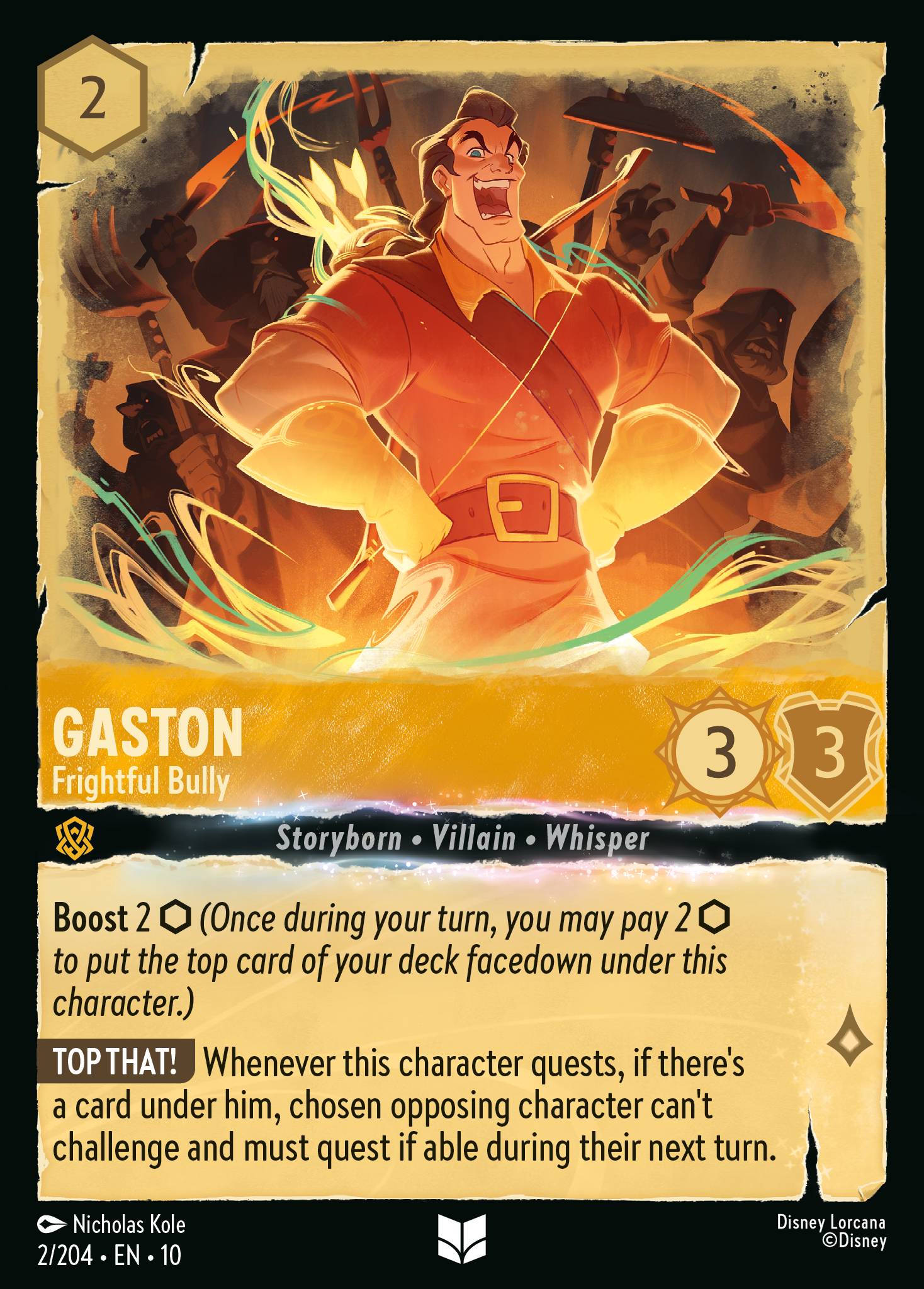 Gaston - Frightful Bully - Uncommon Lorcana Card