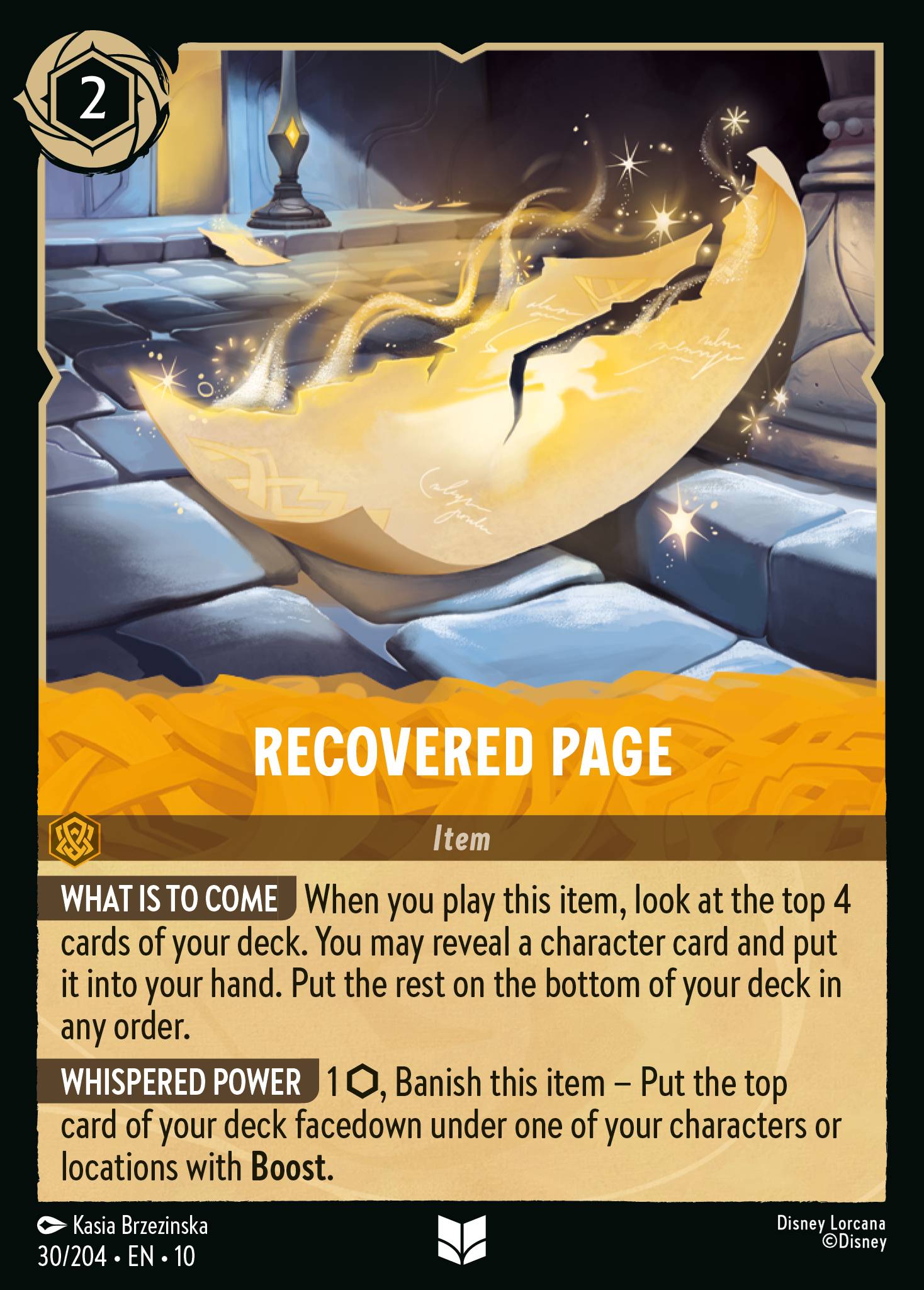 Recovered Page - Uncommon Lorcana Card