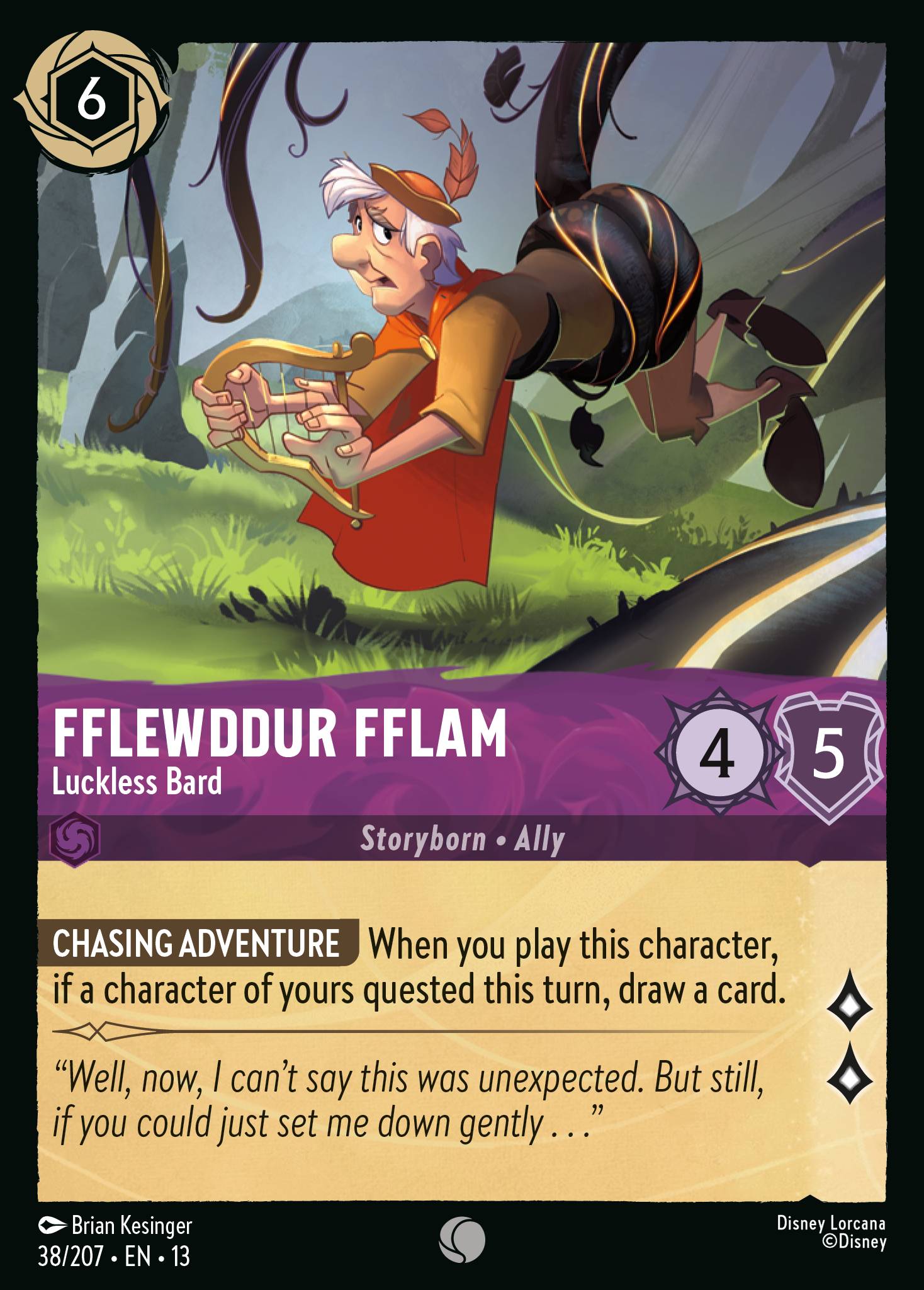 Fflewddur Fflam - Luckless Bard - Common Lorcana Card