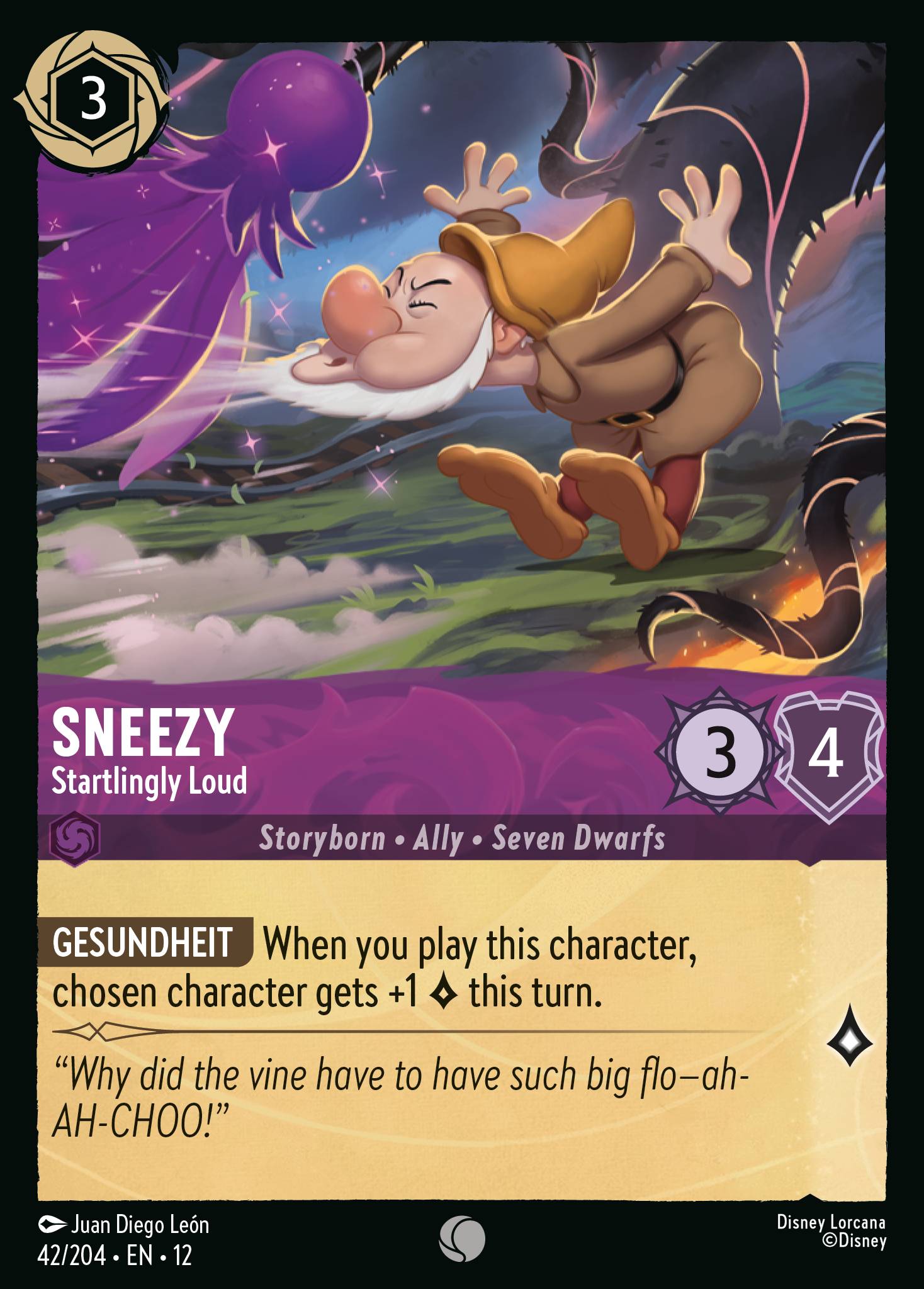 Sneezy - Startlingly Loud - Common Lorcana Card